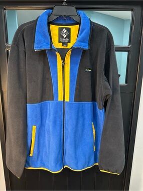 Columbia Black, Blue & Yellow Fleece Zip Jacket